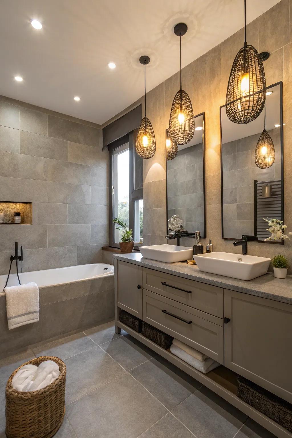 Refined lighting components generate a snug and inviting ambiance.