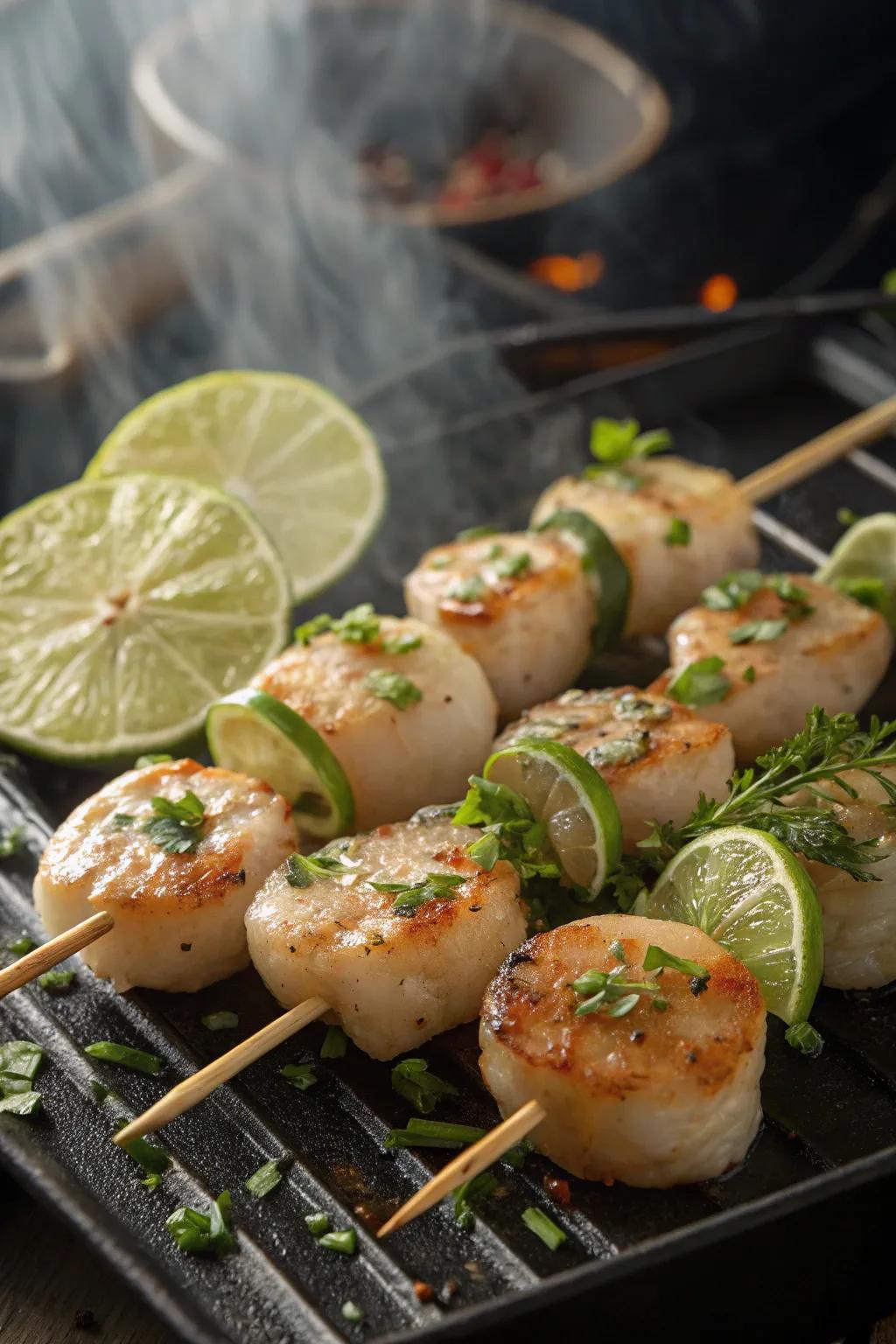 Your grill will taste like the sea with seafood skewers.