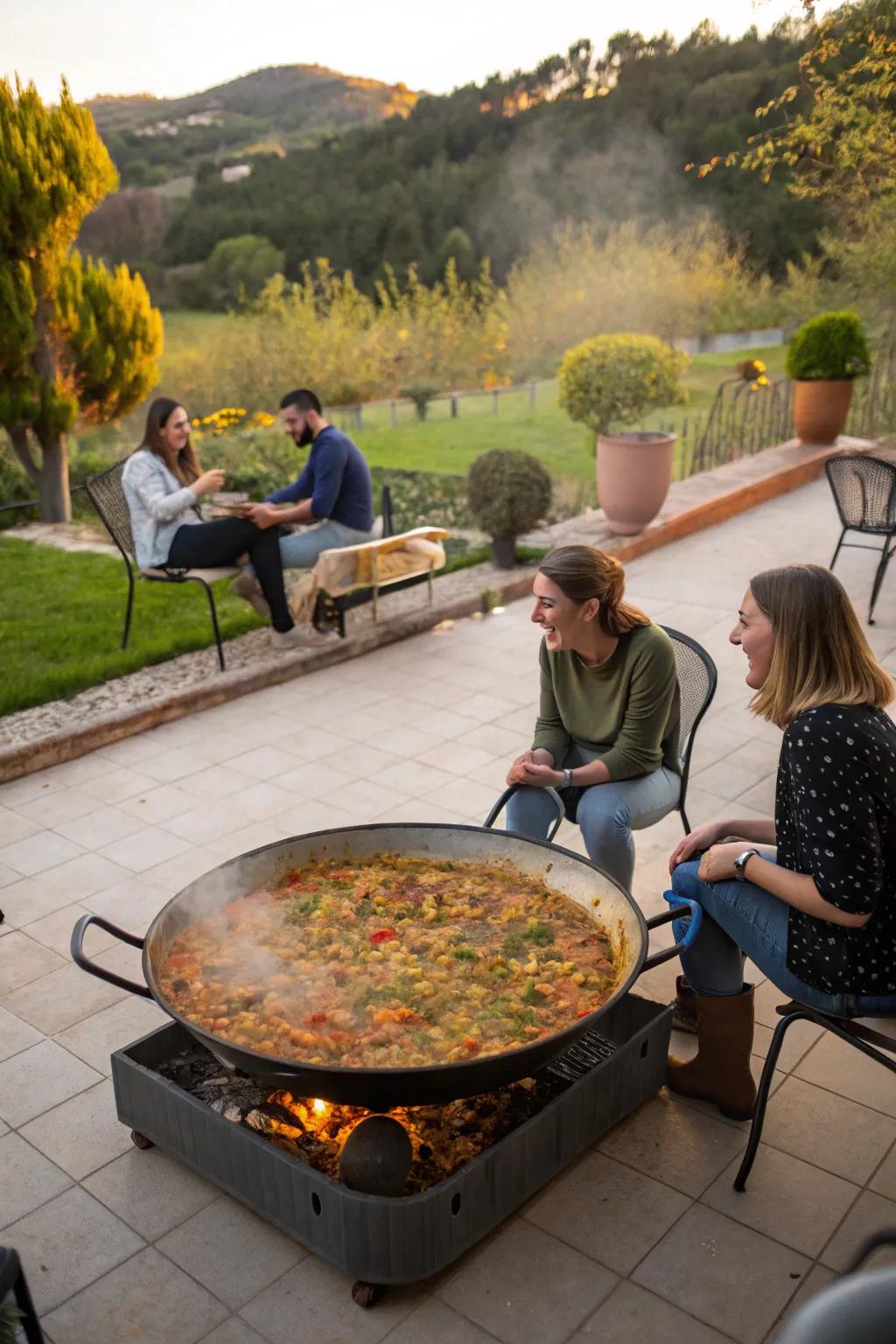 Savor the collective feeling of preparing Iberian rice pot.