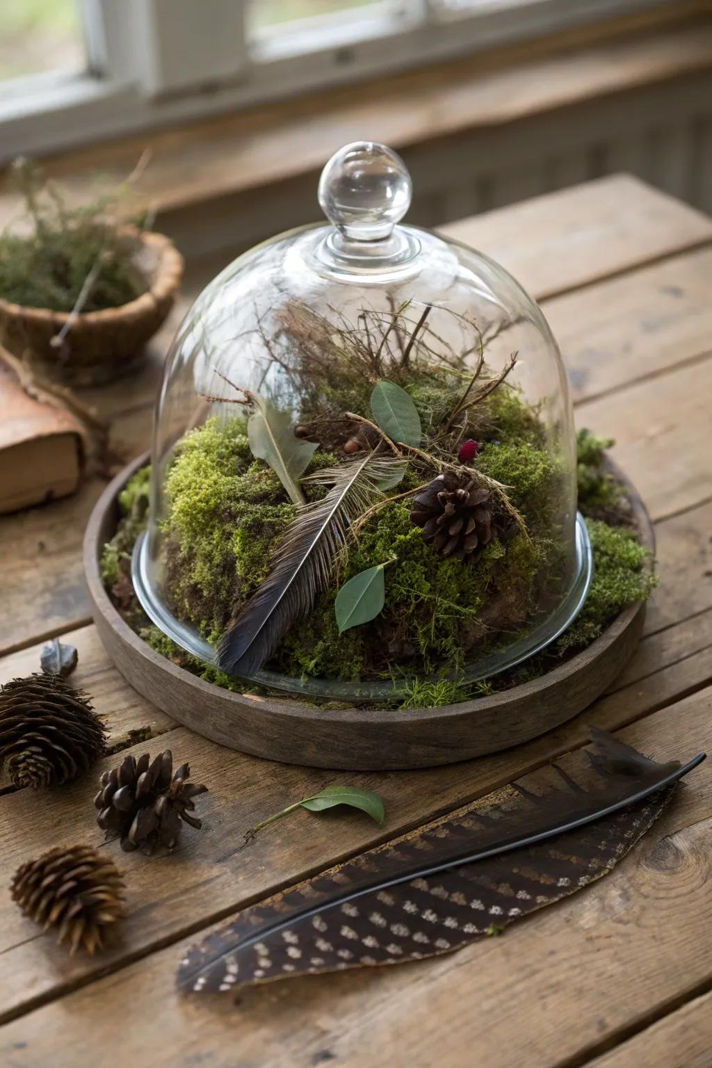 A dome featuring natural elements to craft a forest-like atmosphere.