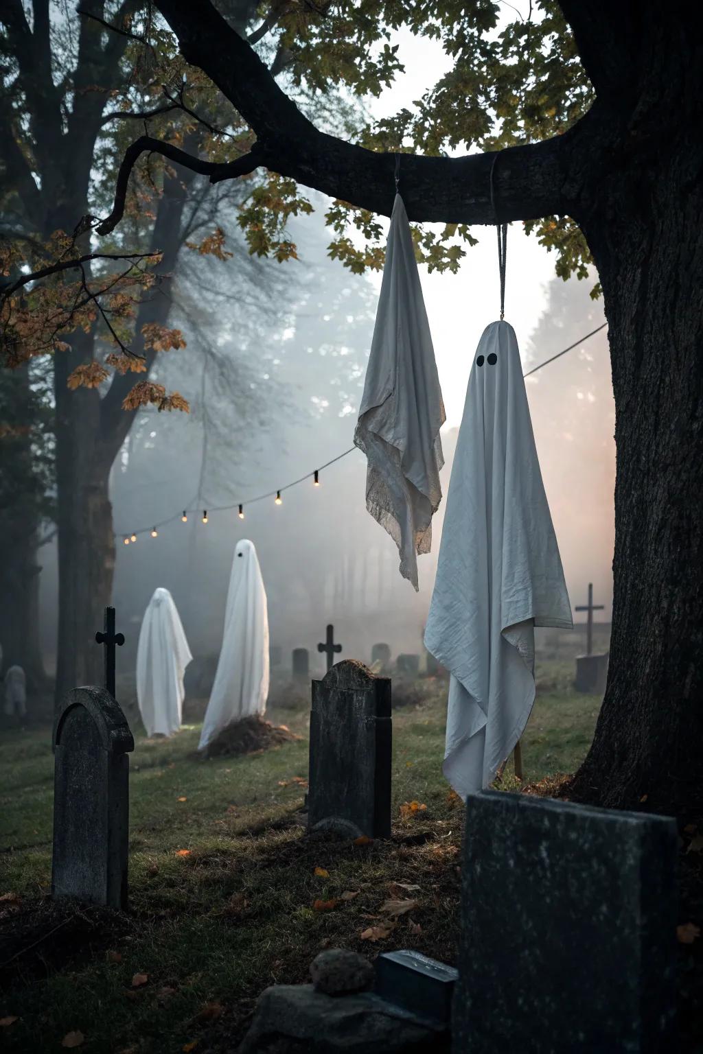 Integrate apparitional statues to sway hauntingly in the breeze.