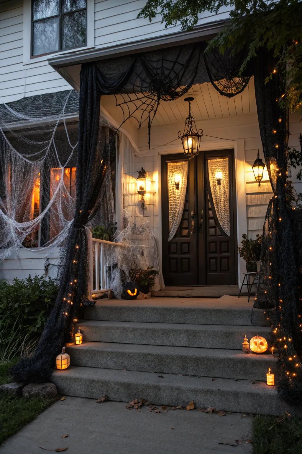 Greet your visitors with an entrance inspired by a haunted house.
