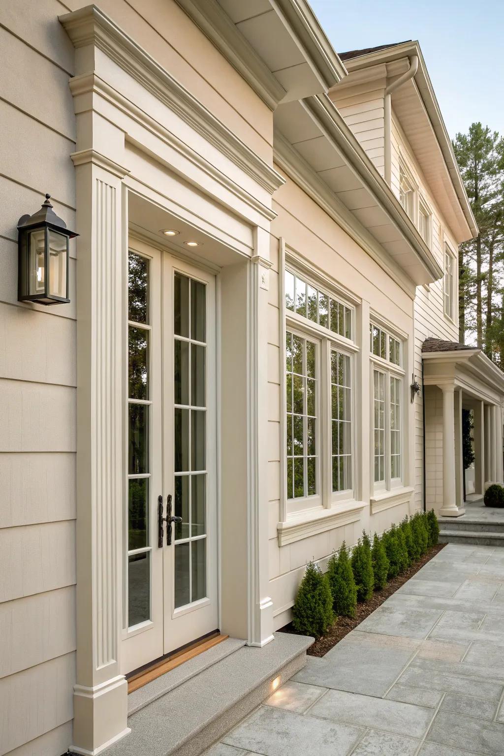 Trims that coordinate doors and windows create architectural continuity.