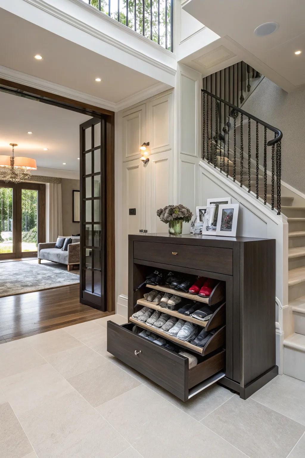 Entryway furnishings with concealed storage ensure your space is inviting and well-organized.