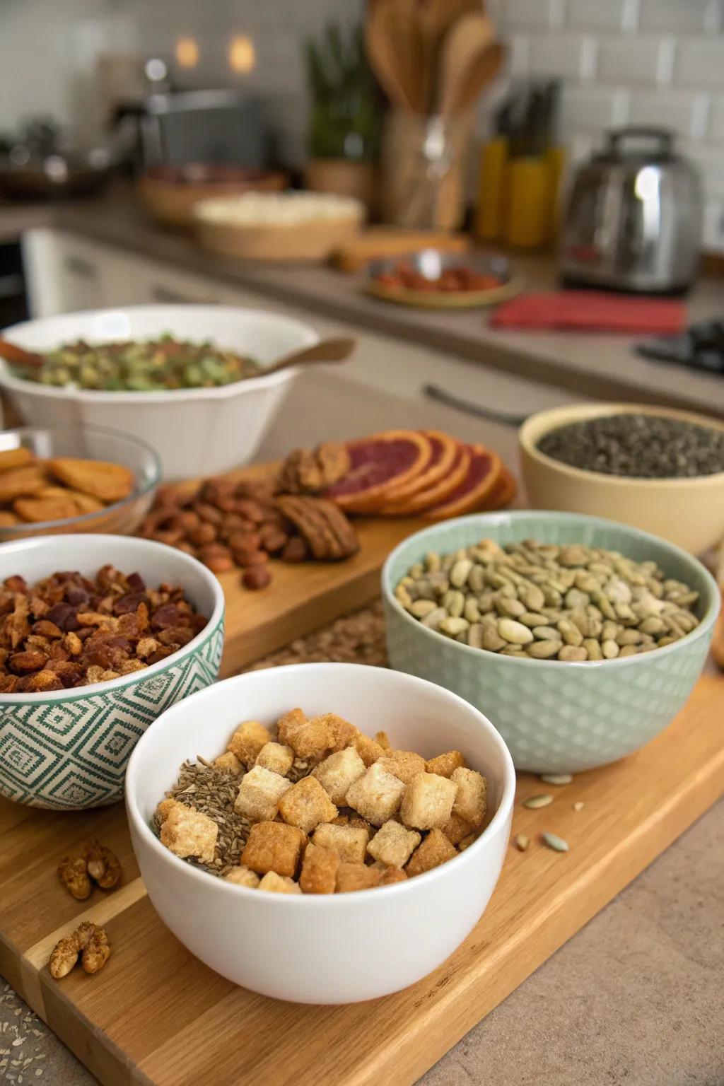 Crisp toppings to enhance texture in your salad.