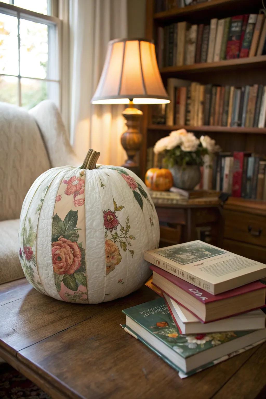 A papercraft pumpkin that incorporates creative panache to any setting.