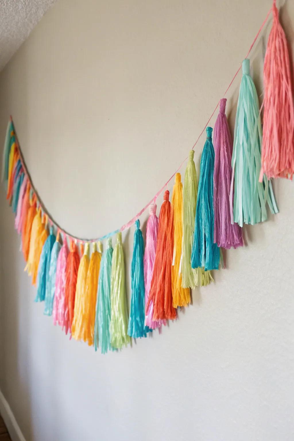 Impart texture with an edged paper decoration garland.