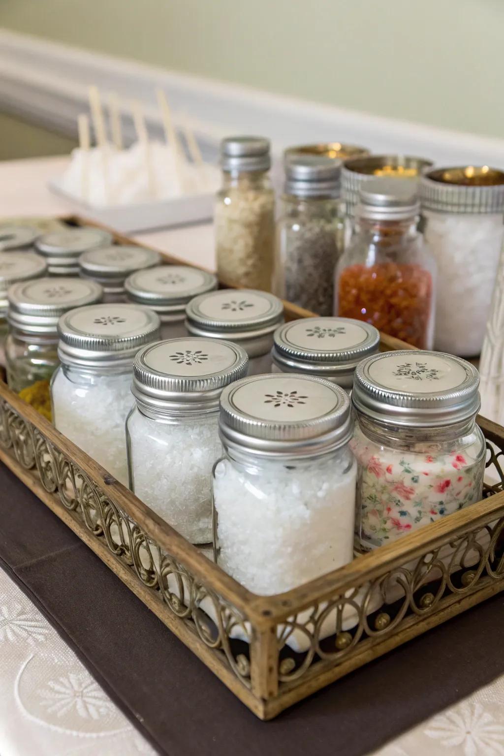 Diverse jar assortment for flexible Revitalizing salt storage