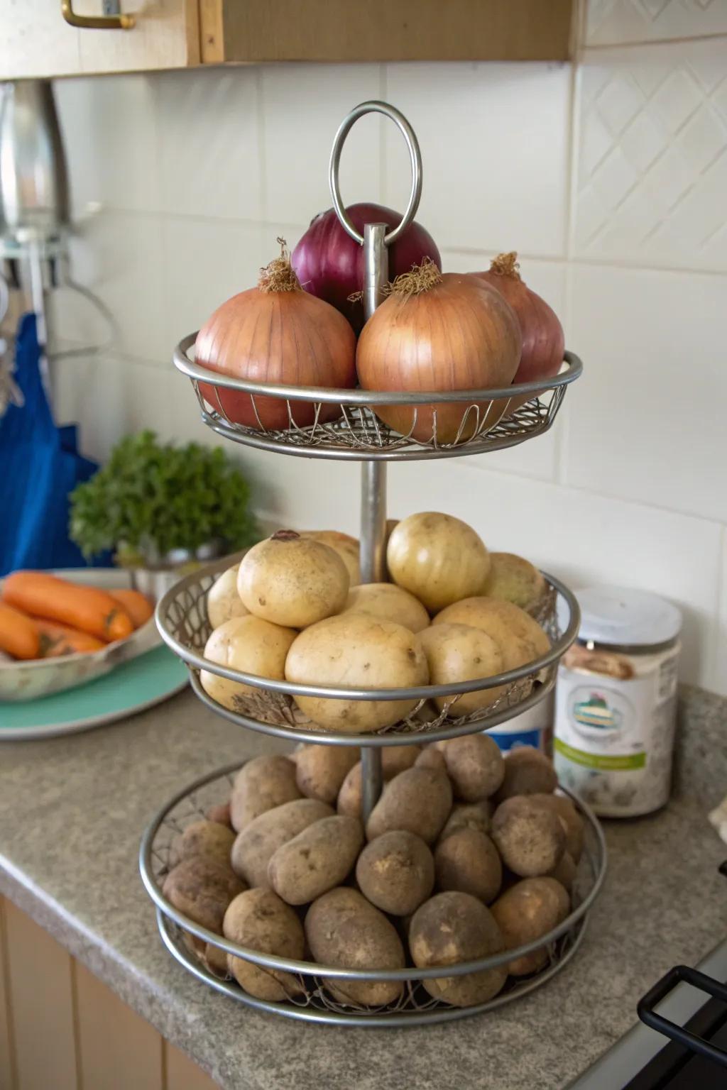 Multi-level structures offer a sophisticated storage solution for produce.