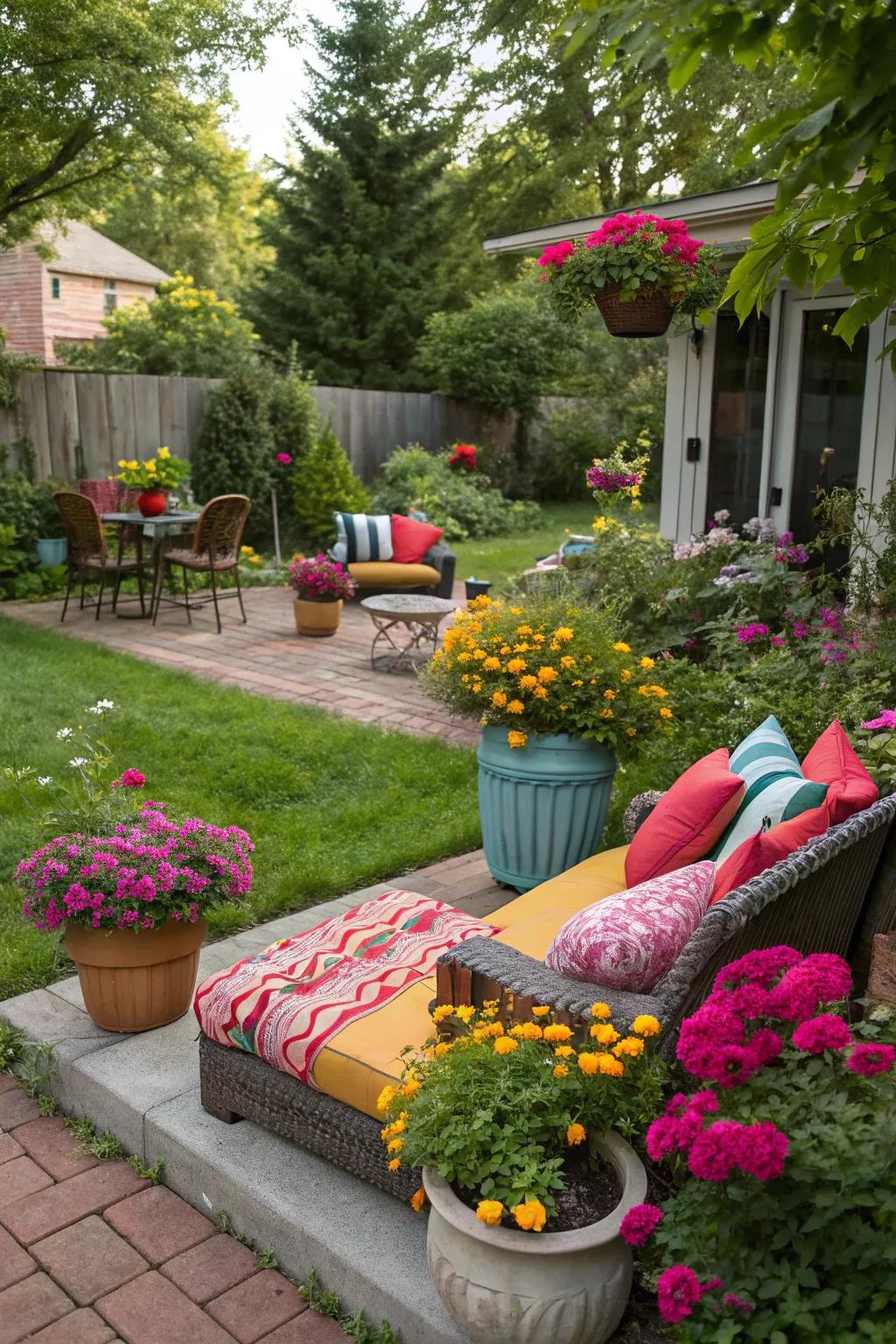 Chromatic embellishments infuse dynamism into your exterior precinct.