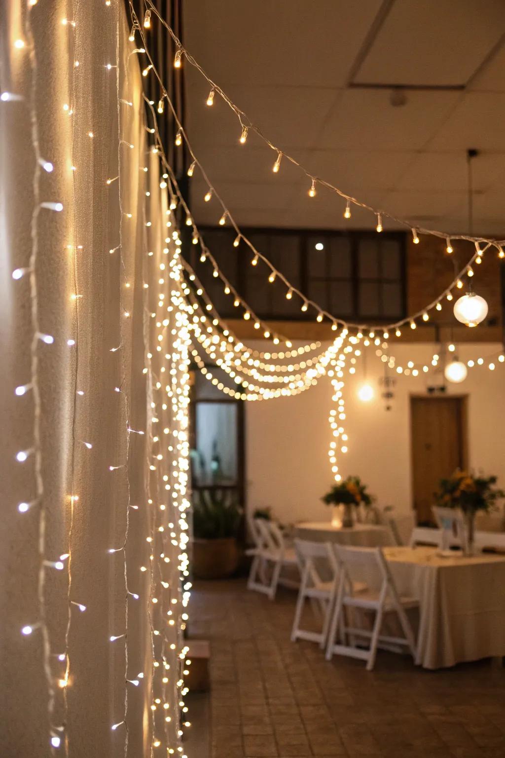 For memorable events, fashion a twinkling effect with stratified fairy lights.