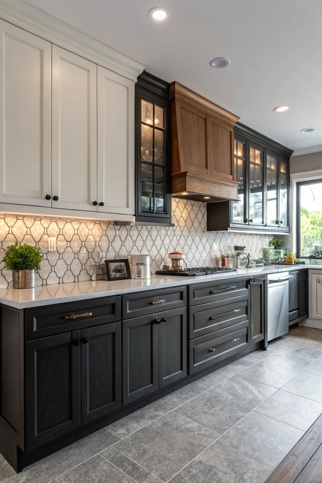 Enclosures with two hues infuse depth and variance into your kitchen area.