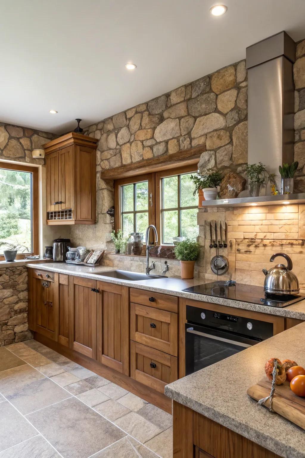 A kitchen showcasing a mix of materials for added texture.
