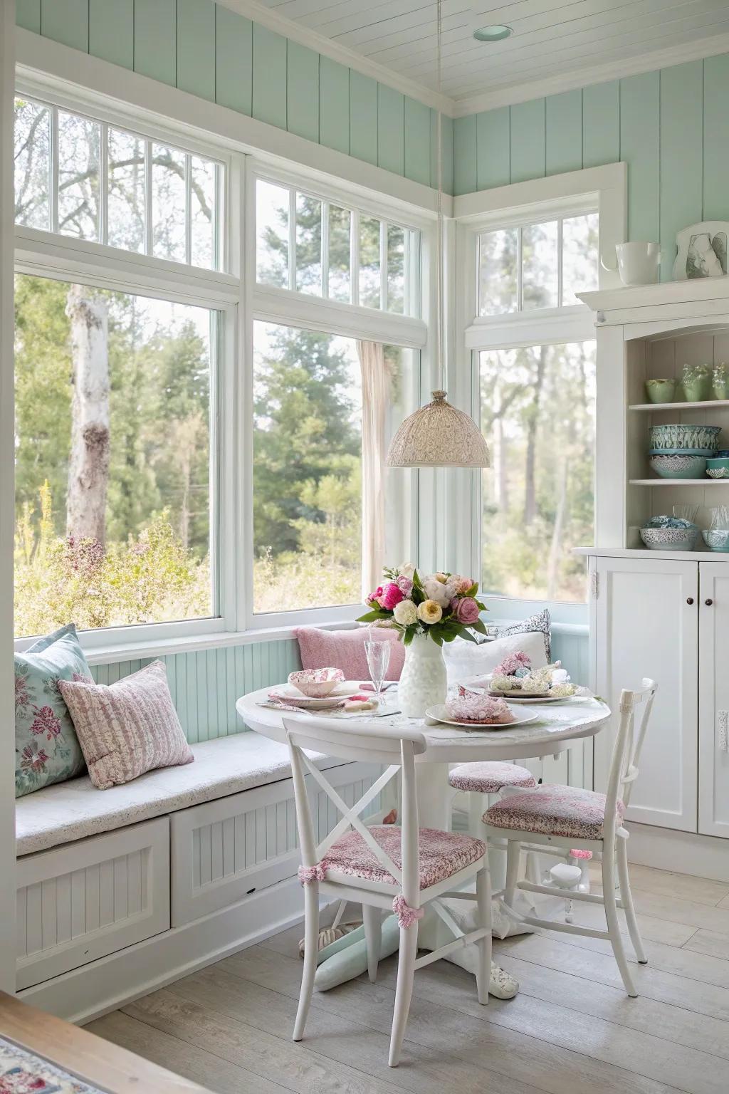 Light shades and natural light generate a welcoming atmosphere.