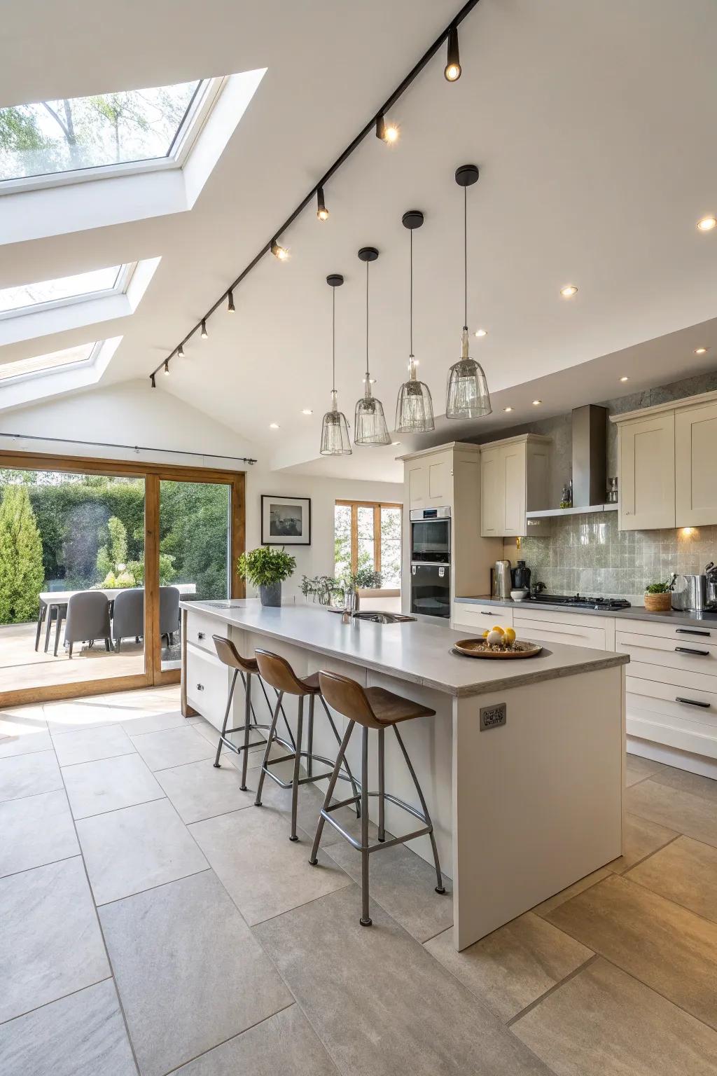 Optimize open floor plans with airy lighting options.