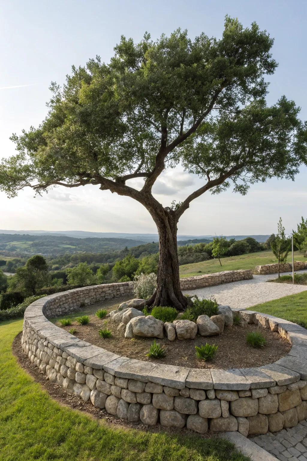 Elevated bordering enhances the visual appeal of any tree's landscape.