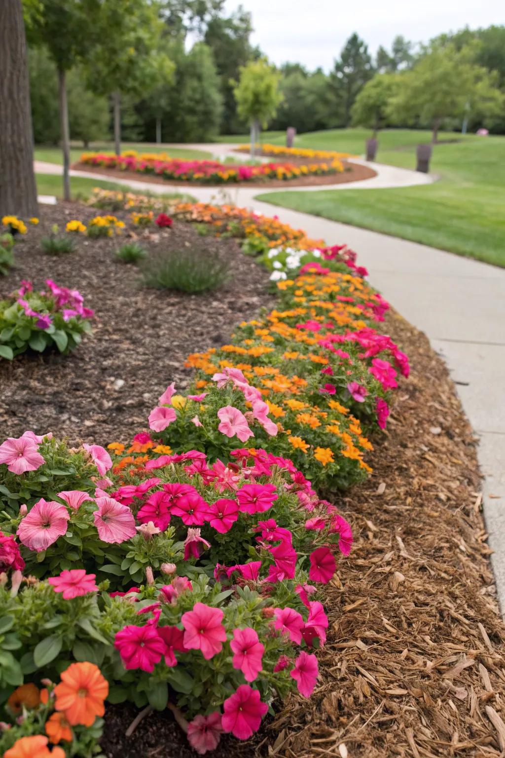 Enhance your botanical beds with harmonizing surface cover.