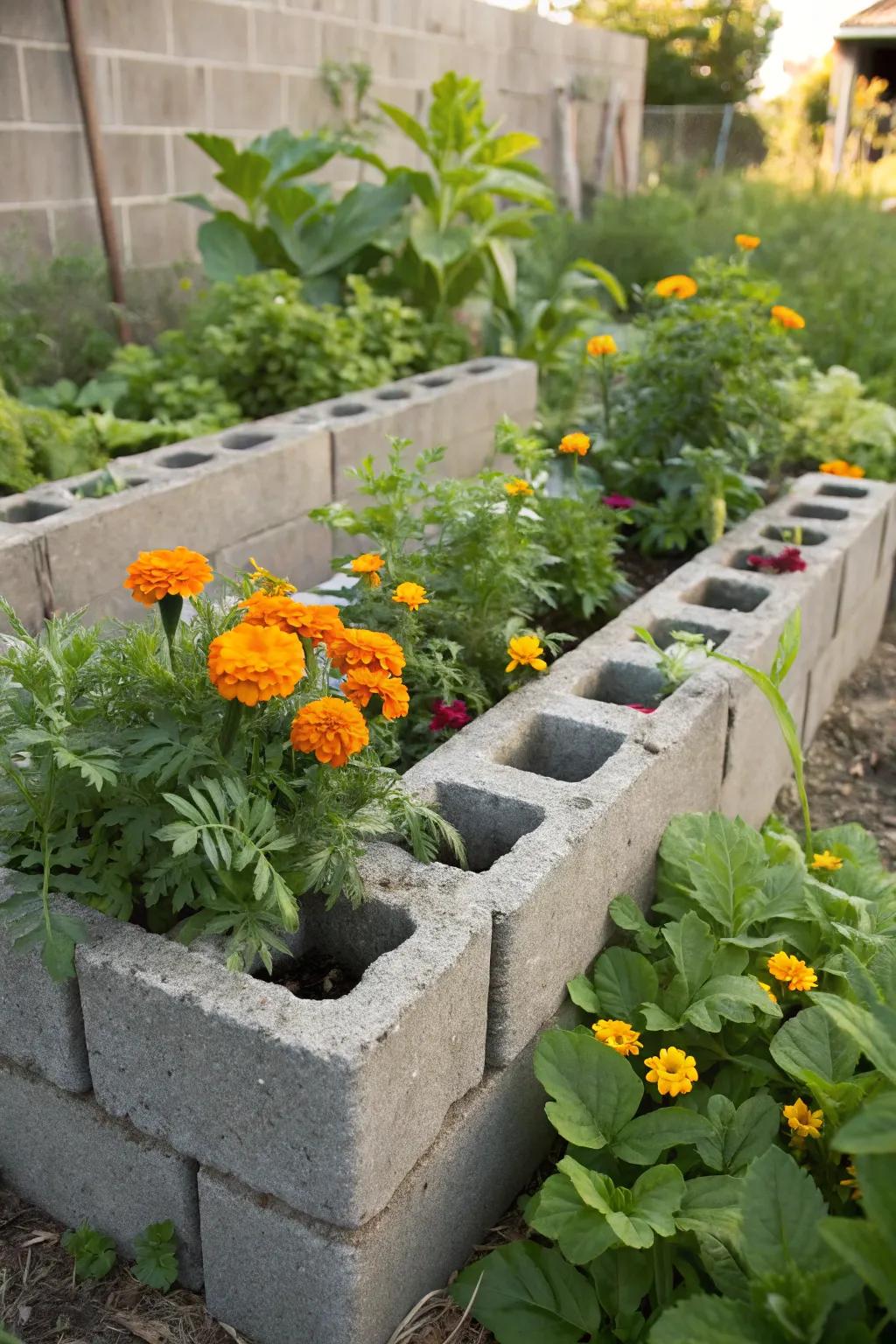 Breeze blocks supply both practicality and ornamental possibilities for elevated garden beds.