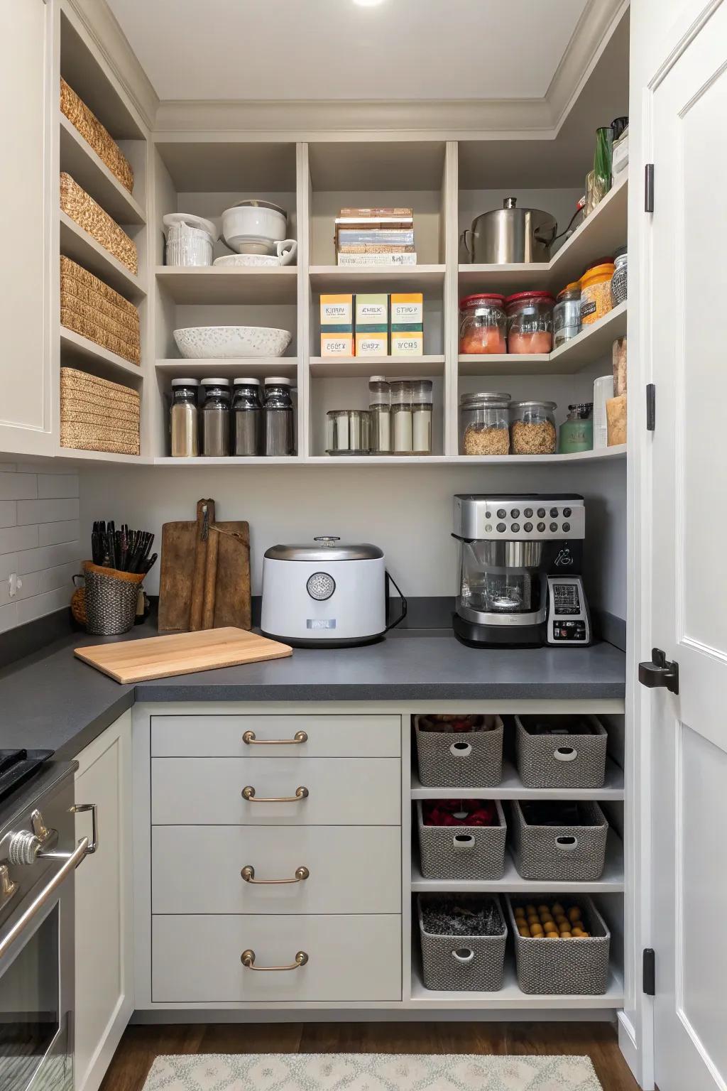 Worktops in a pantry are ideal for additional preparation space.