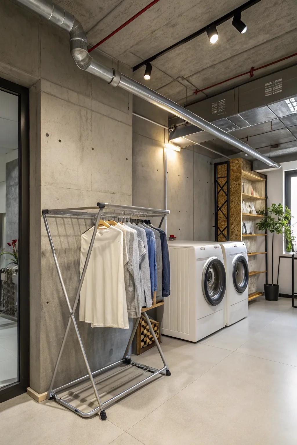 A metallic drying system delivering a polished, industrial appearance.