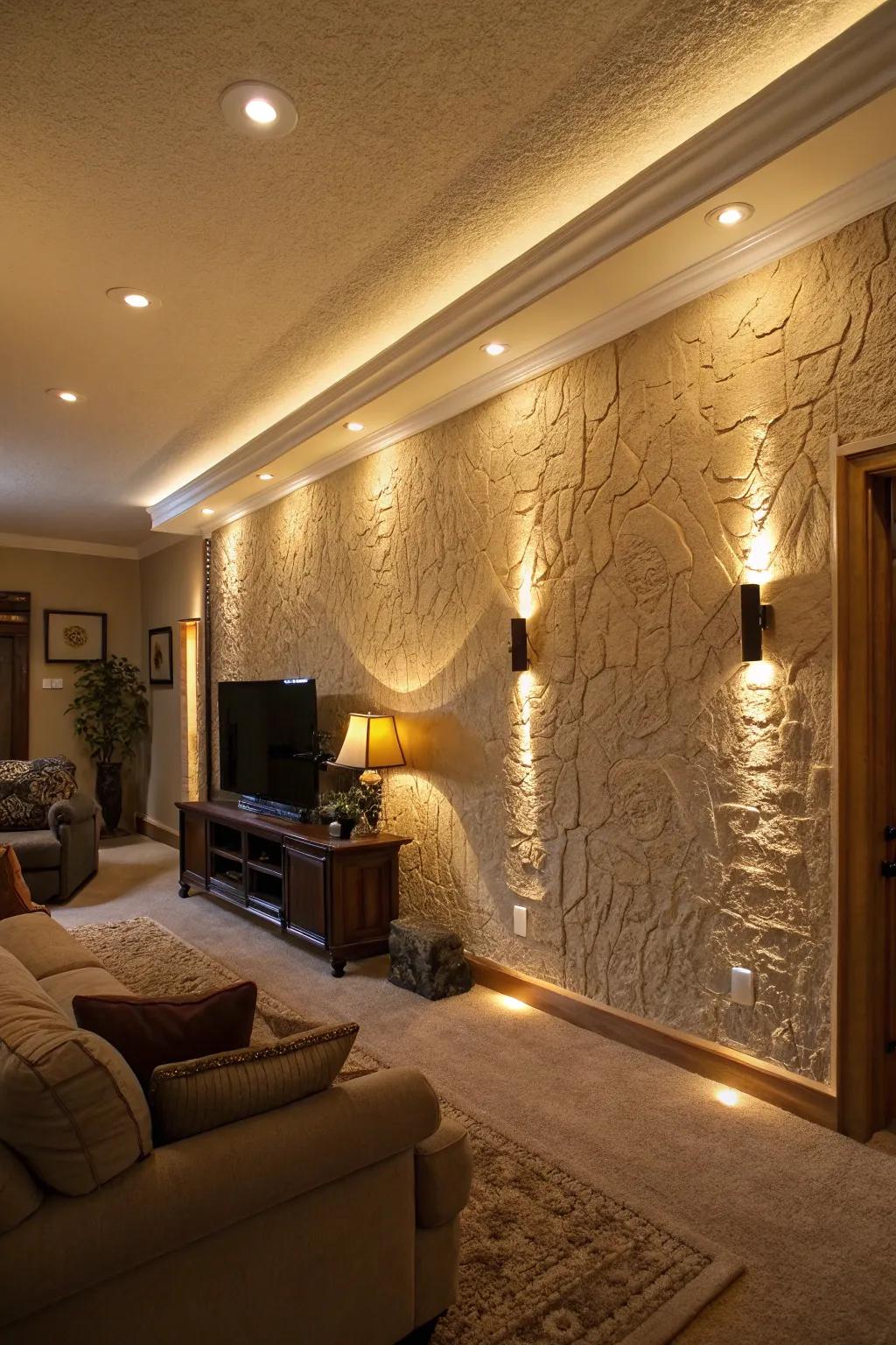 Wall-bathing LEDs for a dramatic impression.