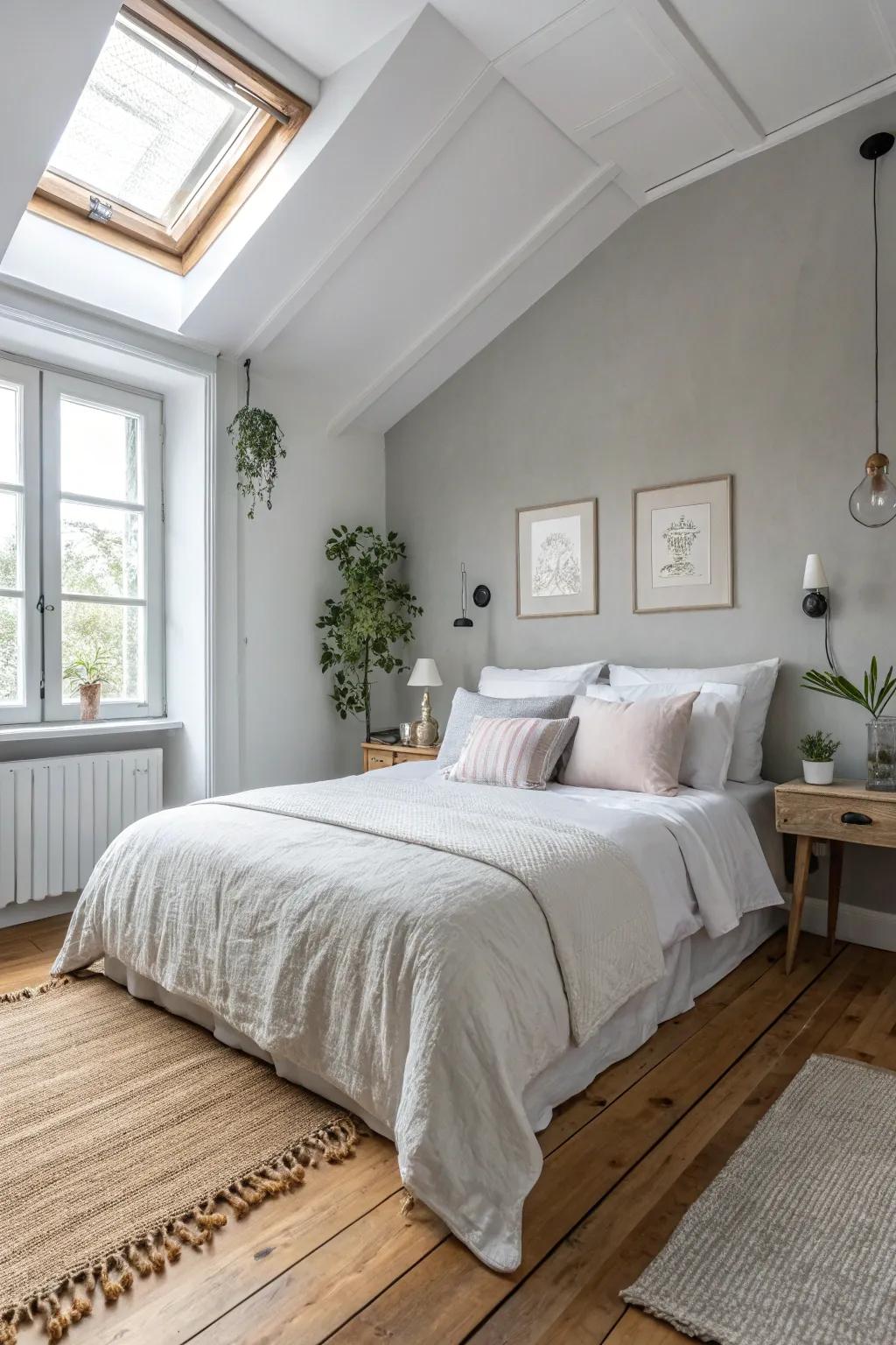 Achieve tranquility through the use of soft, neutral shades.