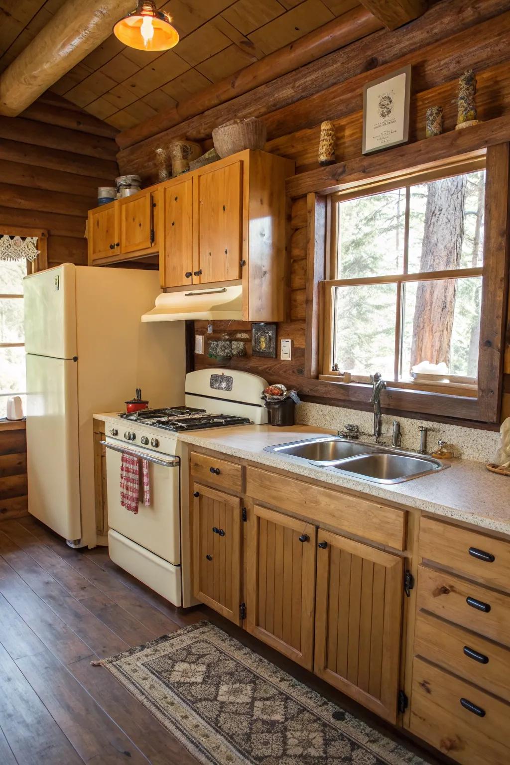 Charming period-styled appliances showcased in a rustic kitchen setting.