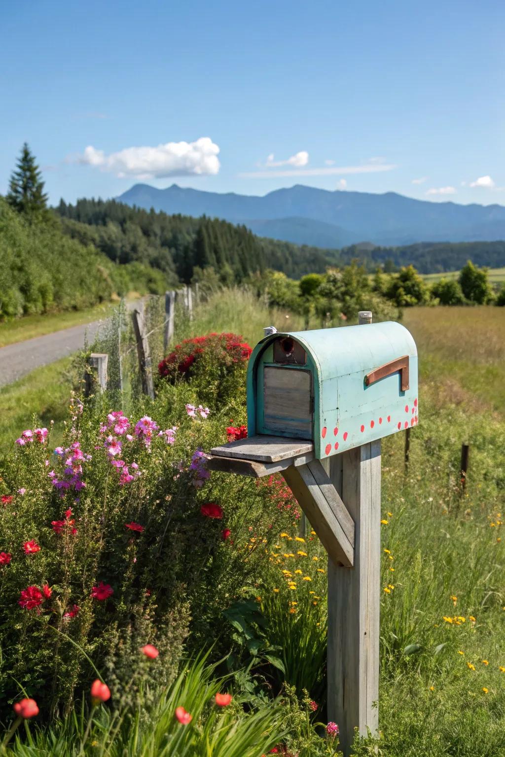 A harmoniously integrated mailbox becomes a striking point of focus.