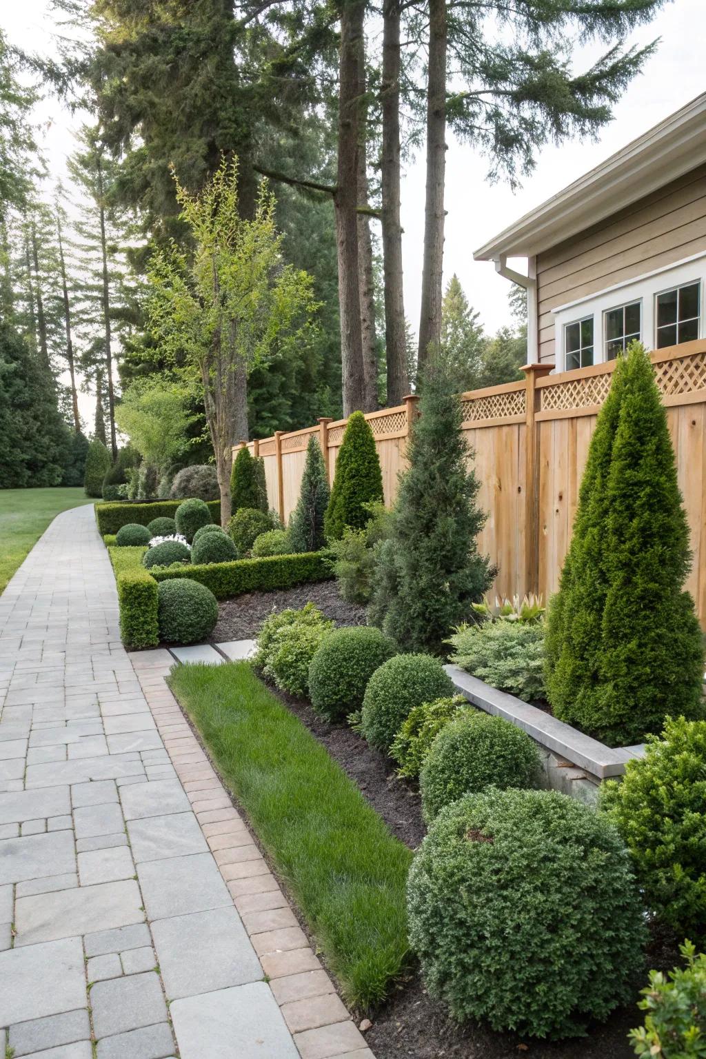 Evergreen shrubs furnish consistent beauty all year.