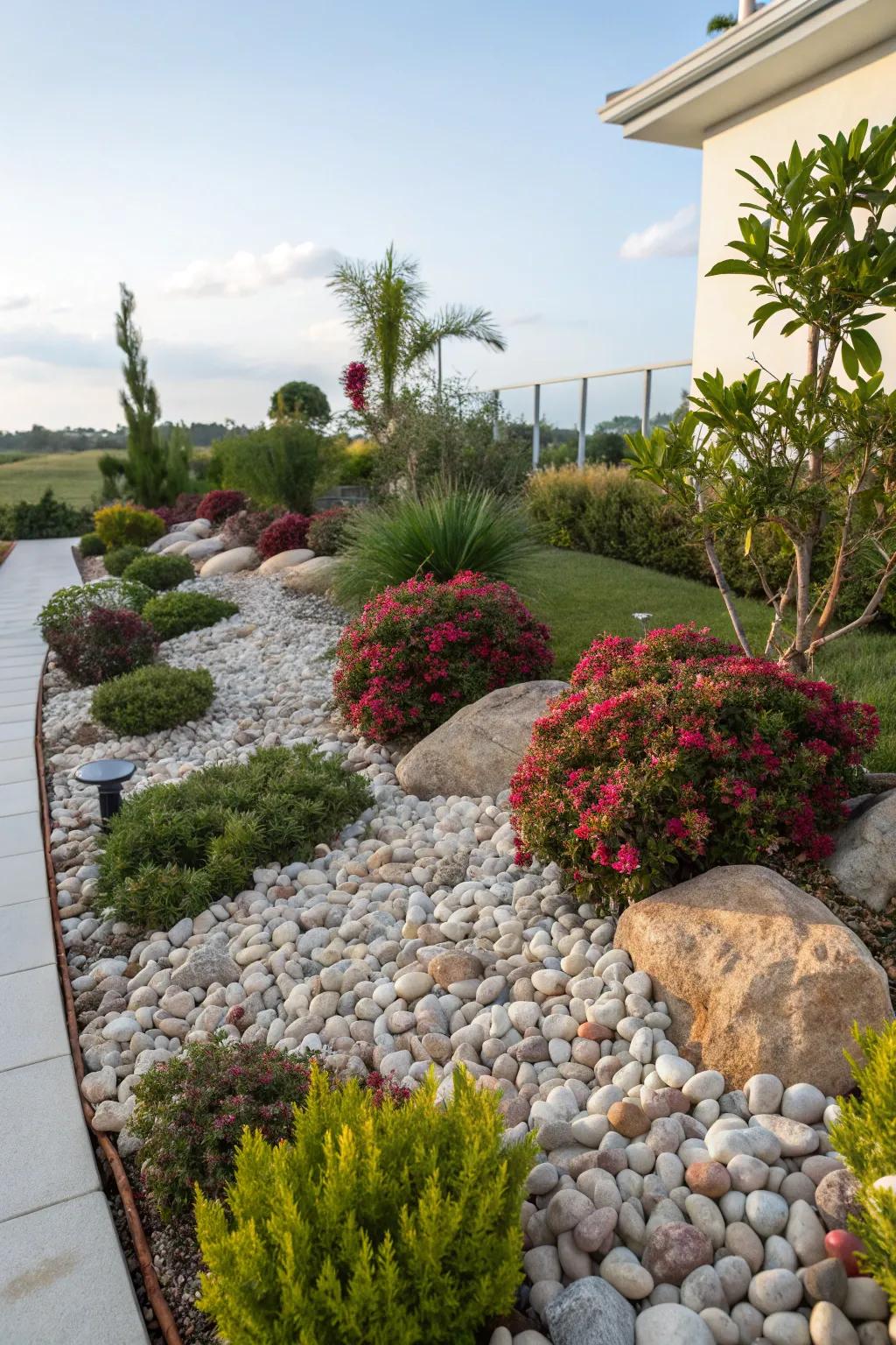 Decorative pebbles introducing texture and charm.