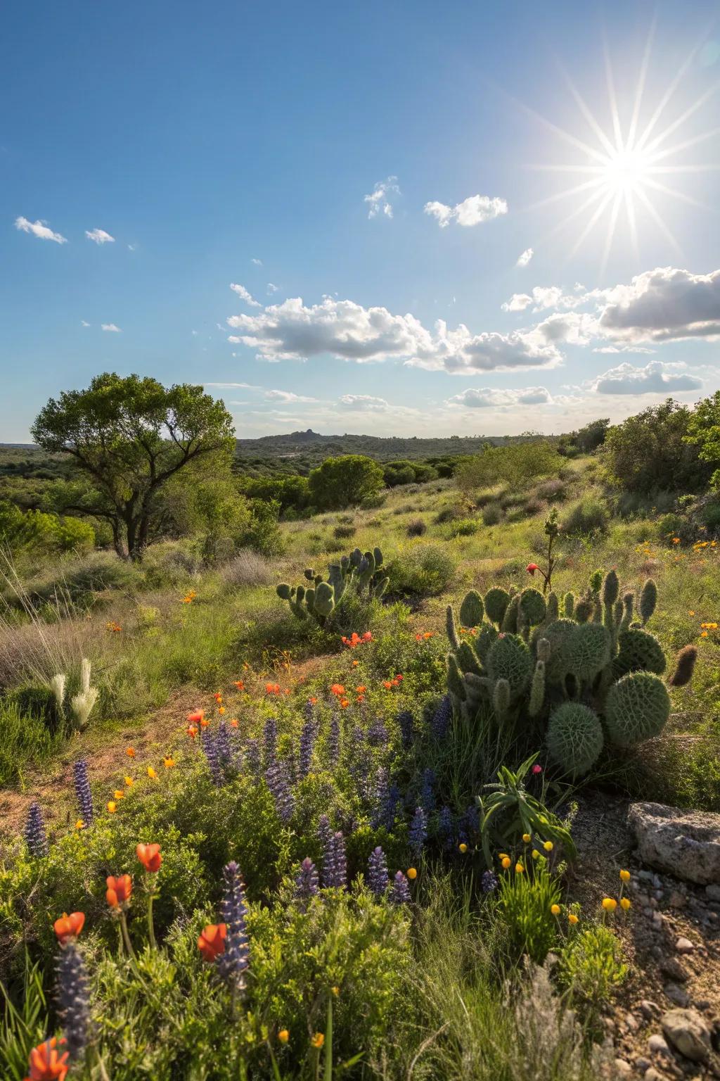 Indigenous plants are ideally matched to the Texan environment.