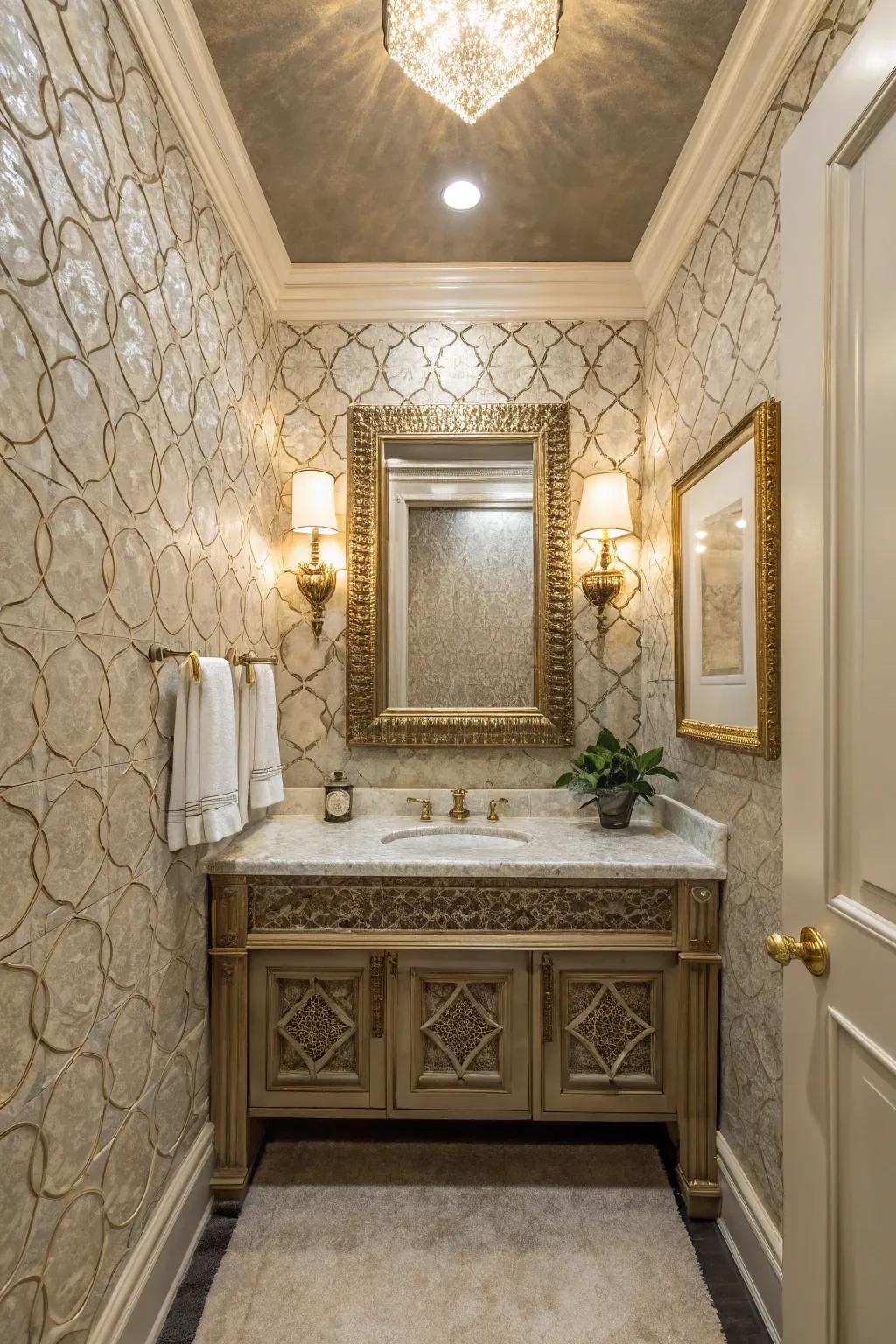 Textured walls inject depth and visual appeal into this bathroom.