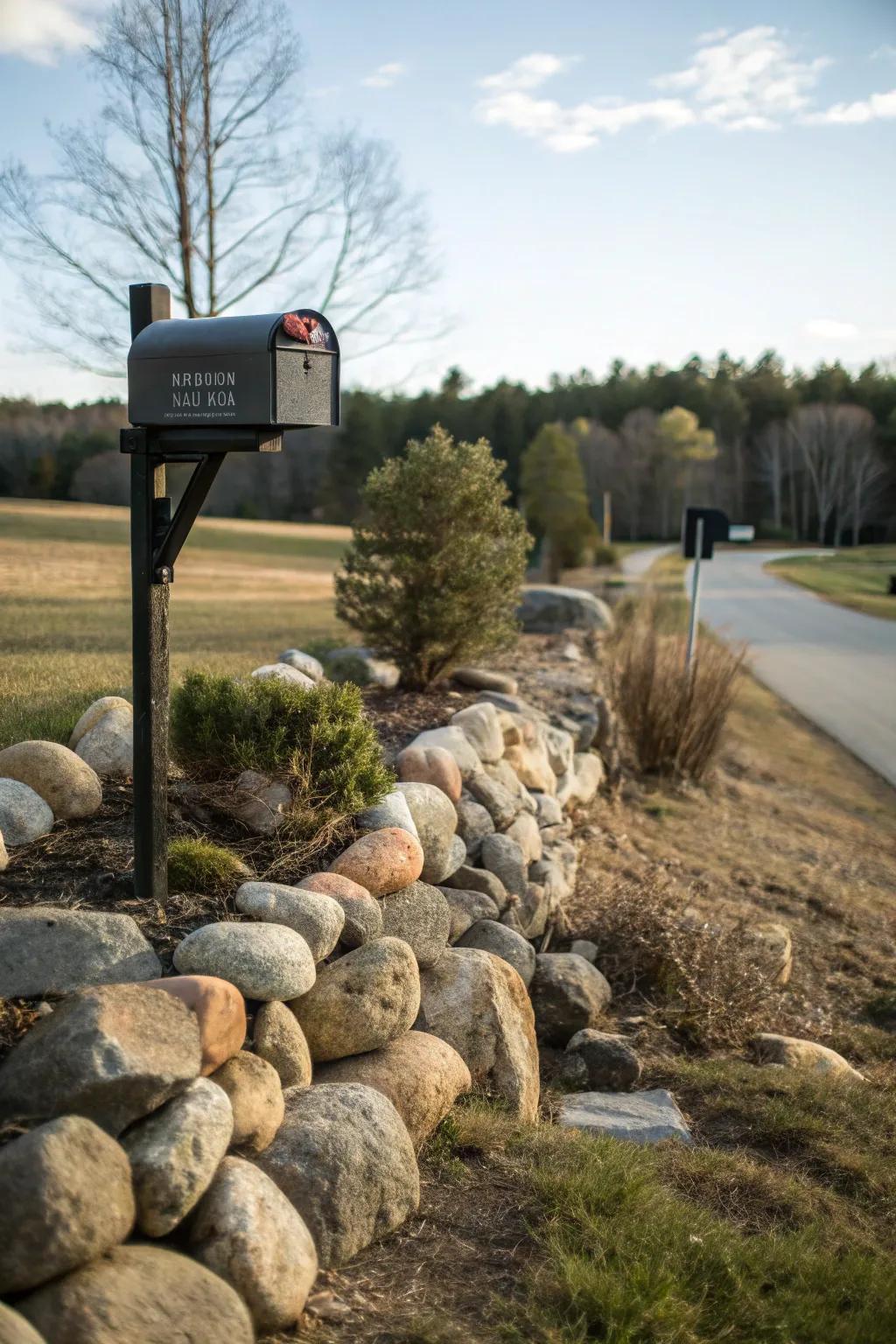 Tiered stones lend height and fascination to your mailbox landscape.