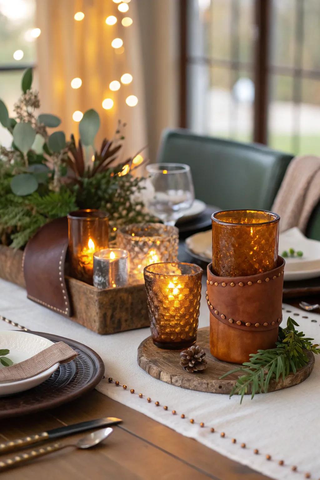 Nuances of leather and amber enrich warmth and luxury.