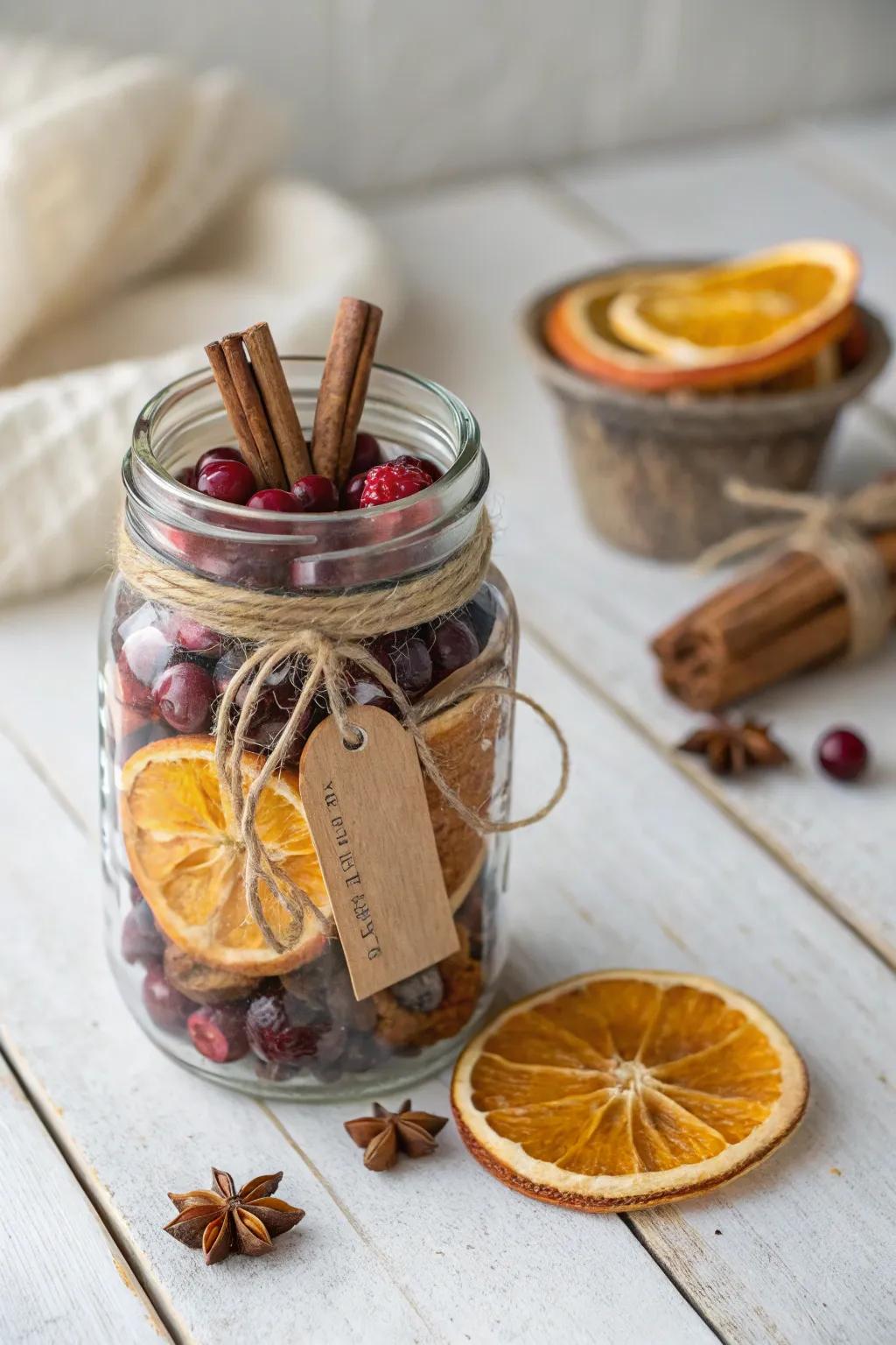 Capture the core of the season through a handcrafted potpourri jar, a flawless interweaving of ease and festive allure.
