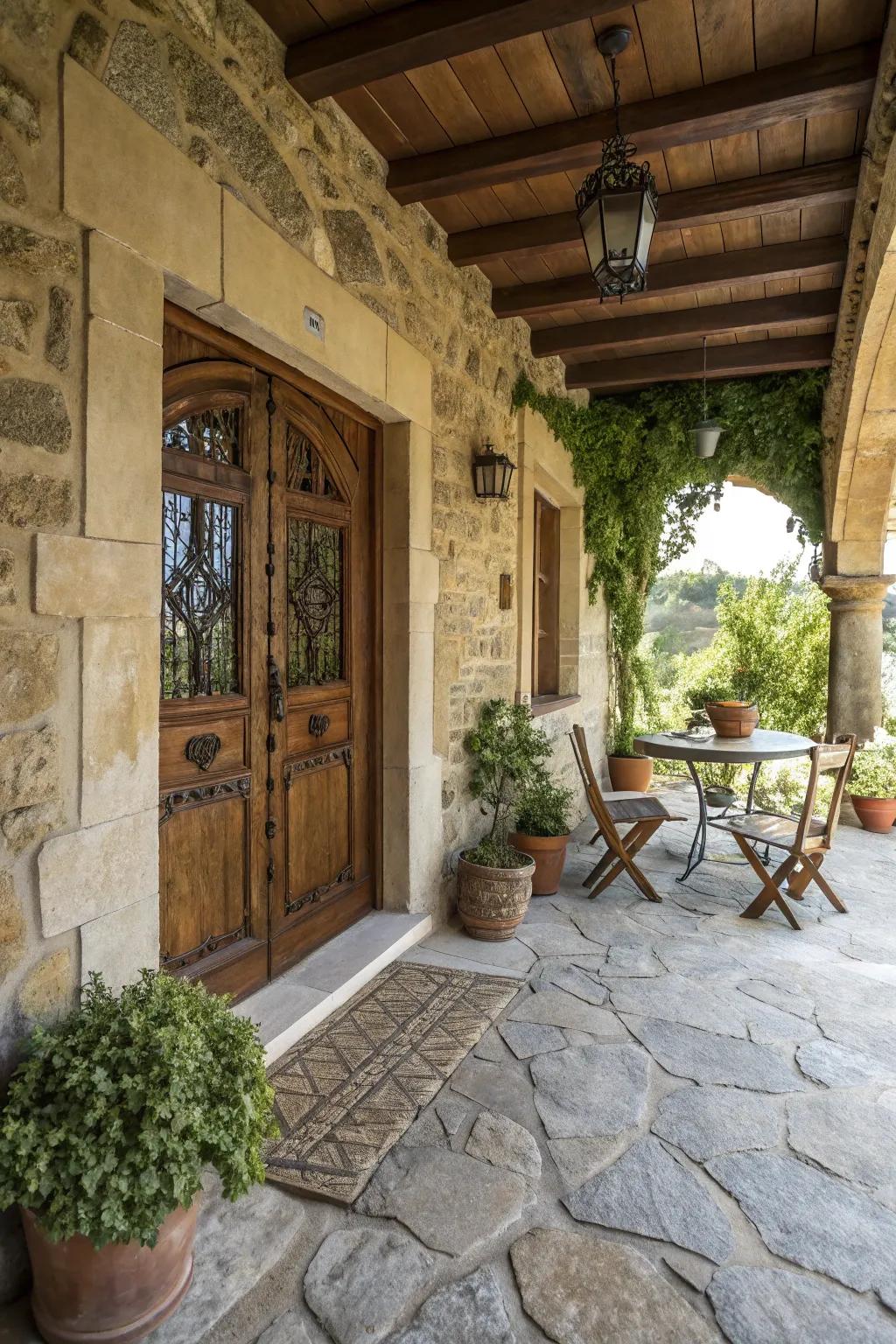 Textured surfaces crafting a deep, rustic appearance.