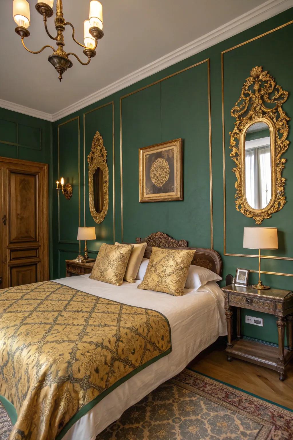 Luxuriant green and gold—a lavish and natural pairing.
