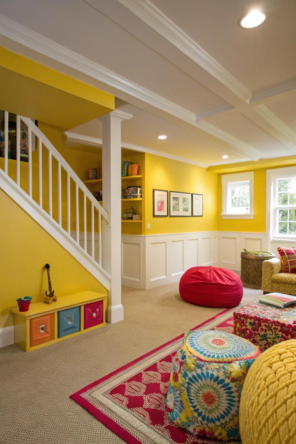 Bright gold infuses joy and dynamism into your basement.