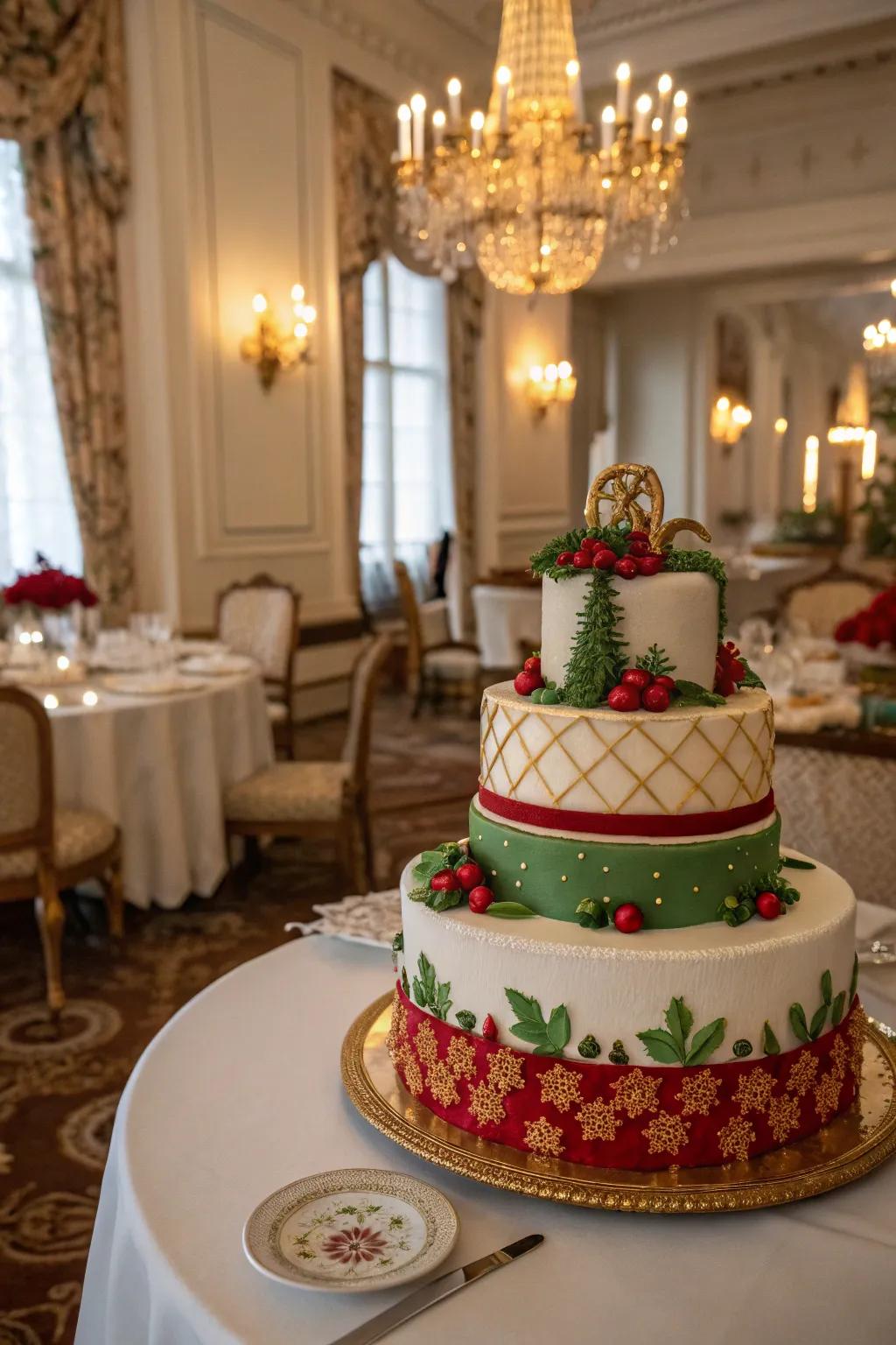 Christmas cake exhibiting an elegant color selection