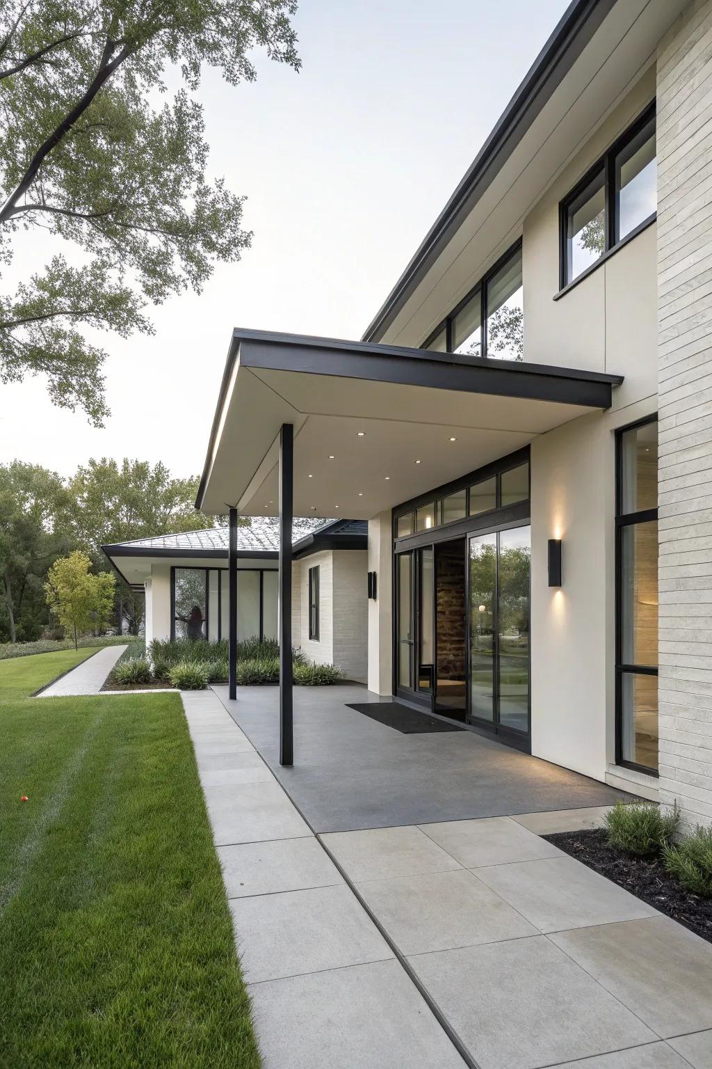 A protected entry zone offers both elegance and weather protection.