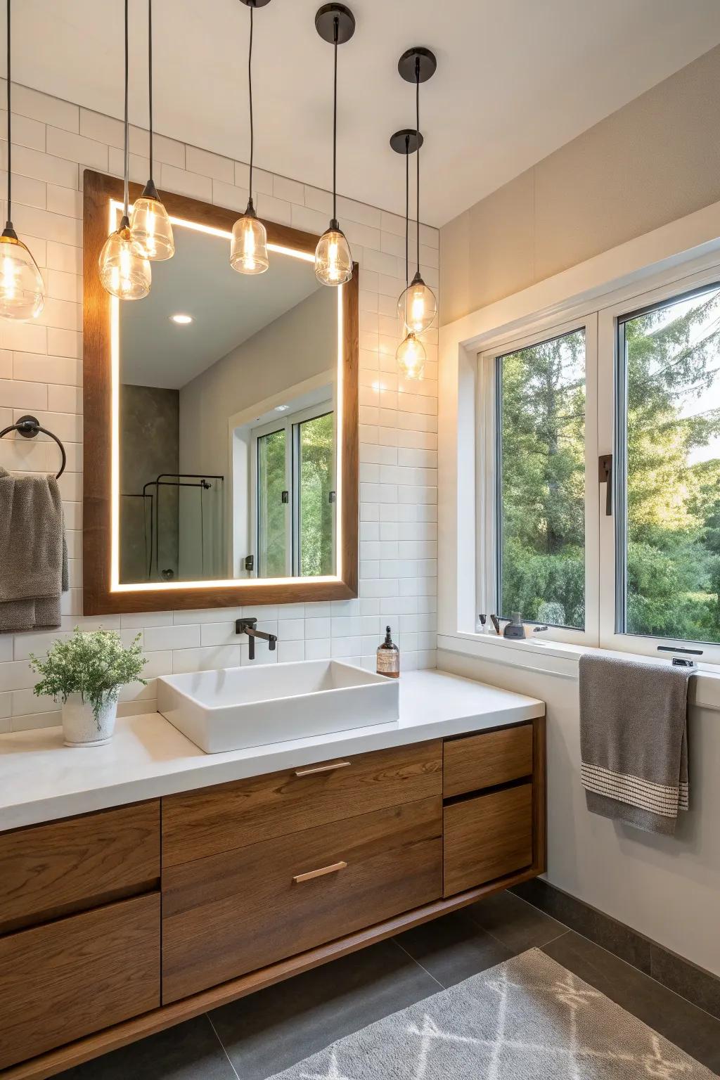 Strategically placed lighting establishes an inviting and radiant environment.