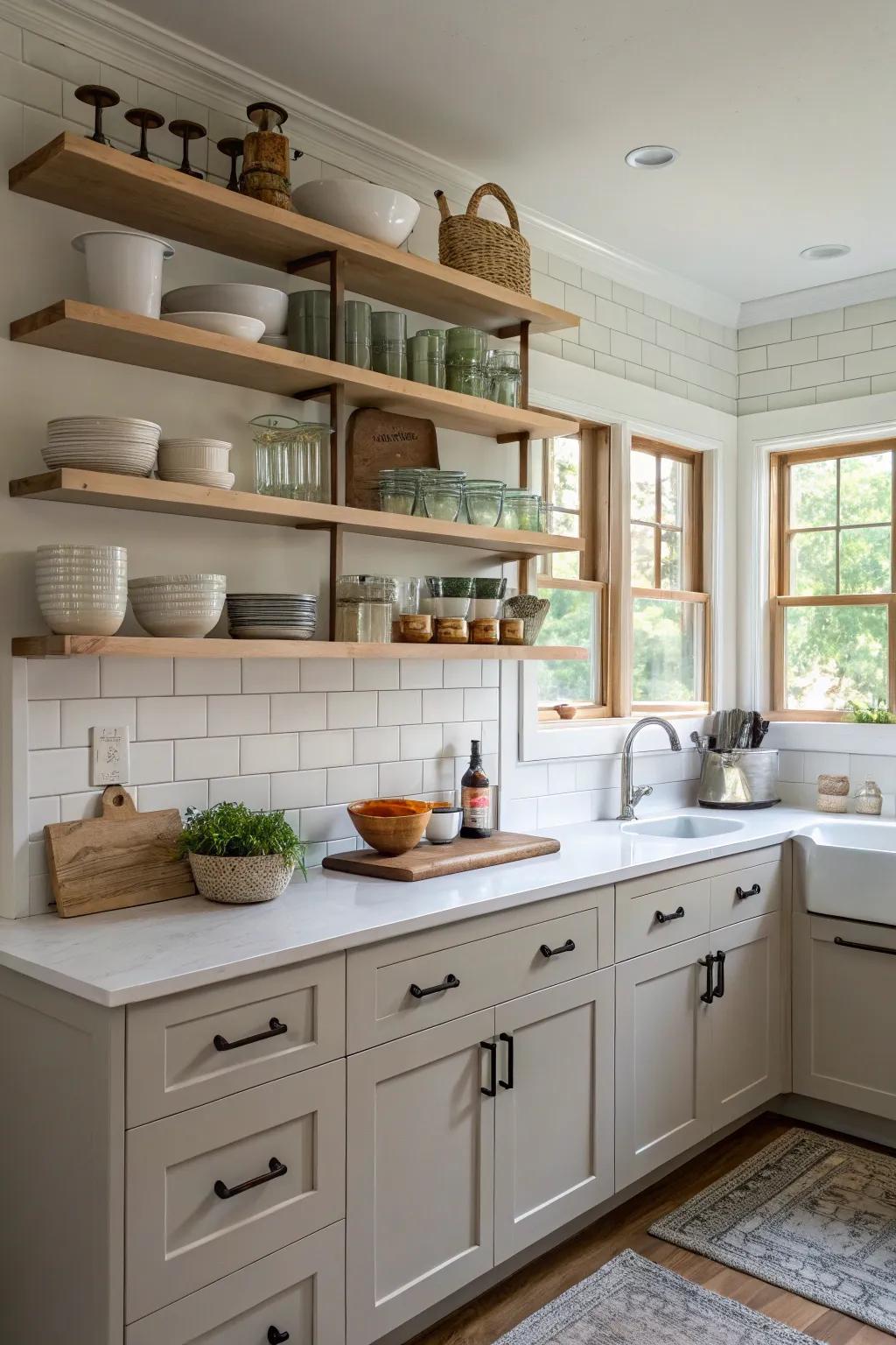 Open shelving adds character and display opportunities.