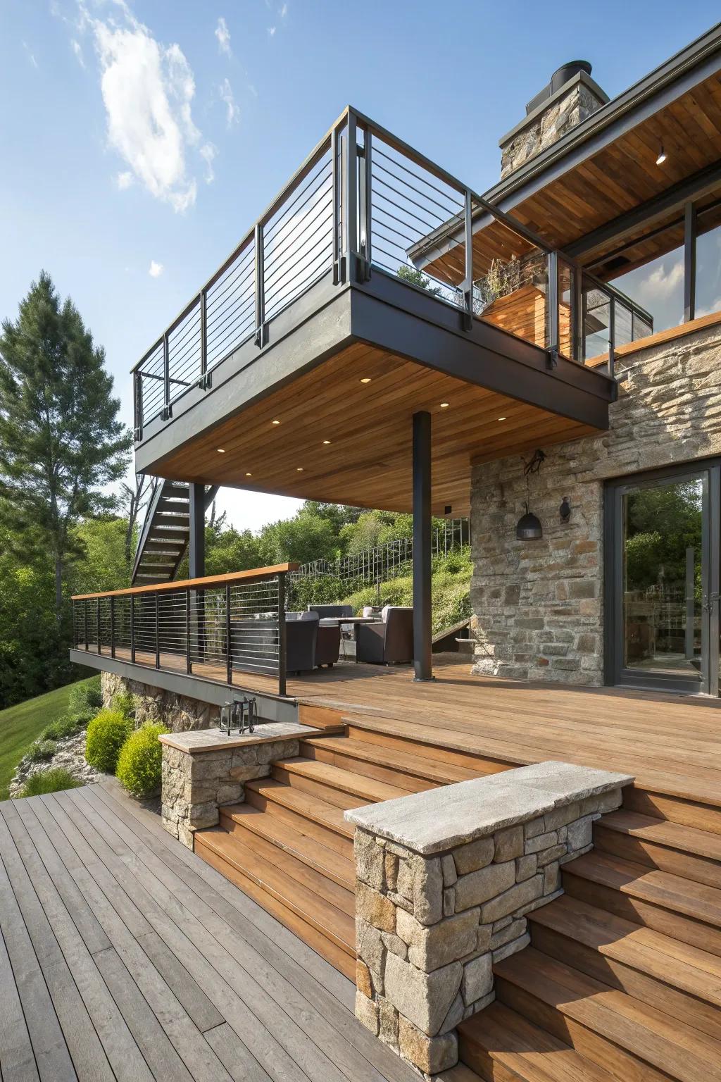 A deck that harmoniously blends diverse mediums for a singular aesthetic.