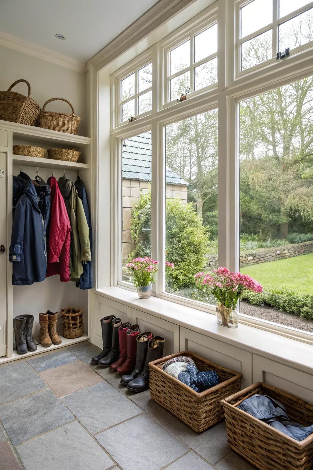 Expansive fenestration amplifies the exterior liaison.