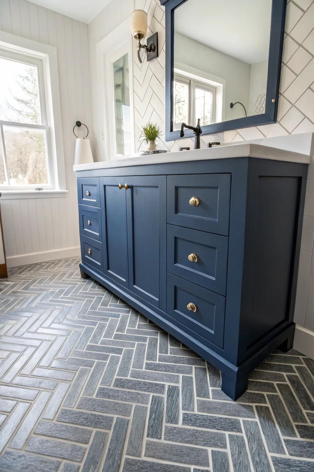 Chevron tiles introduce visual intrigue.