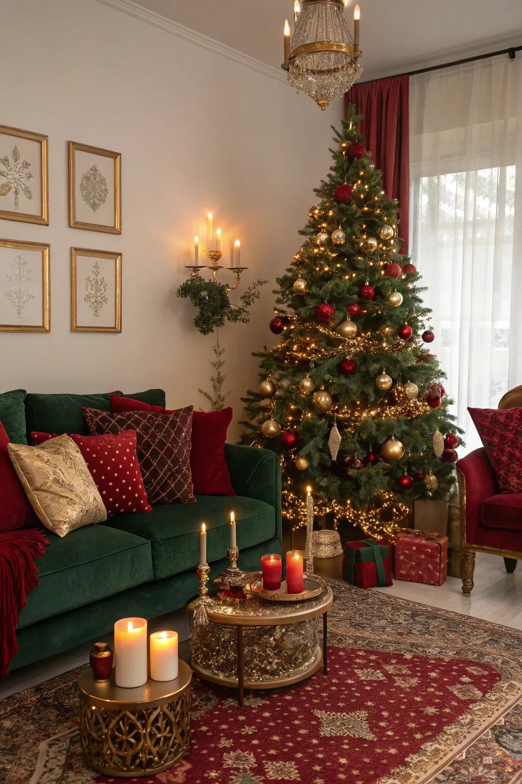 Traditional colors engender a balmy and festive holiday atmosphere.