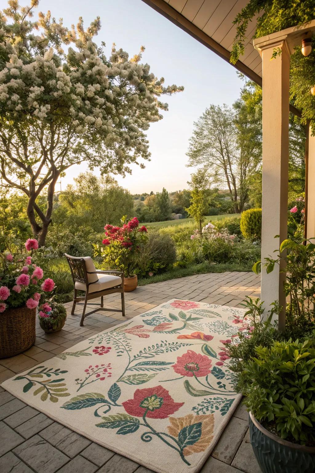 Extend the garden to your patio using floral designs.