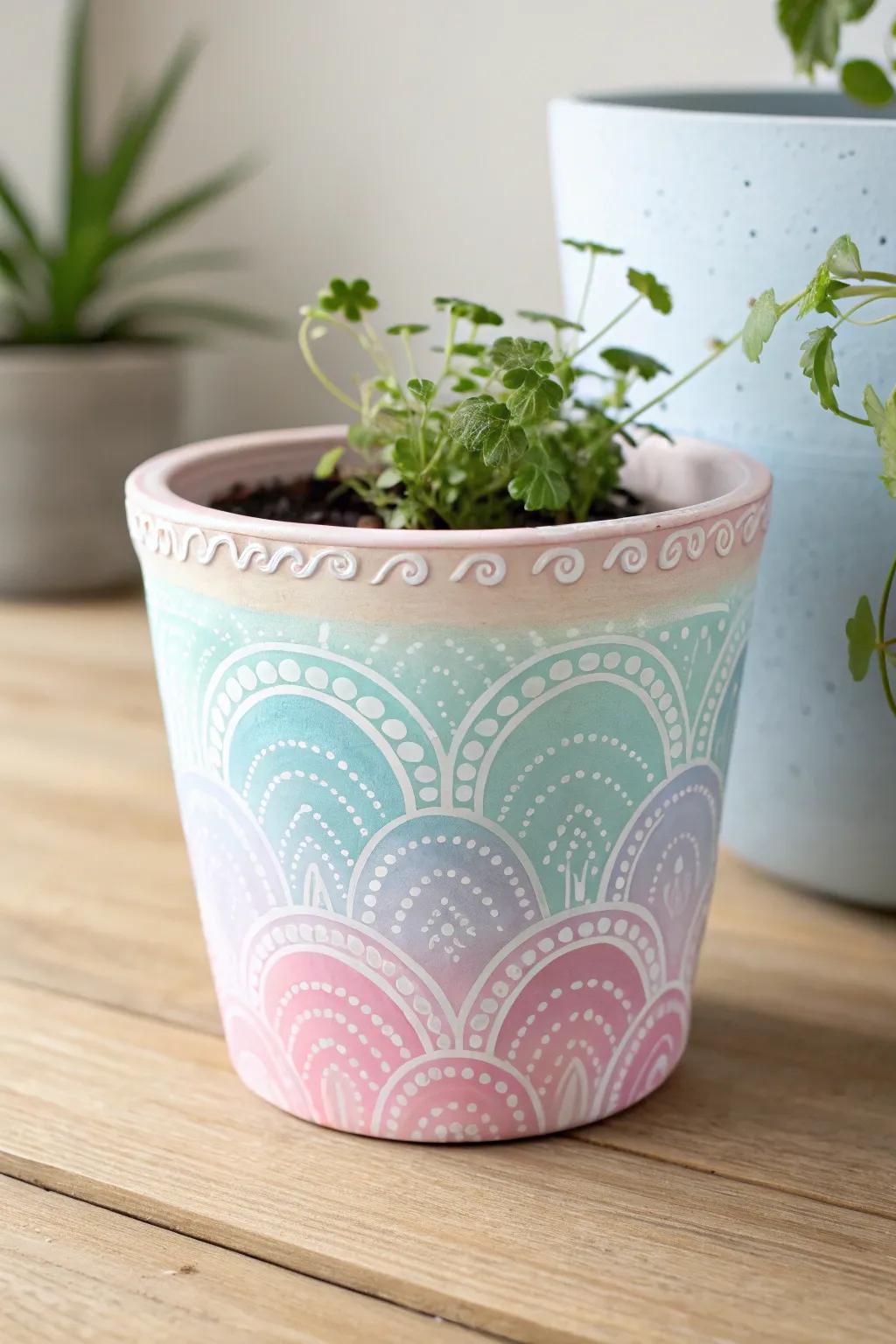 Bestow a whimsical touch upon your garden sanctuary with these handcrafted rainbow receptacles, idyllic for imparting a dash of chromatic allure and enchantment.