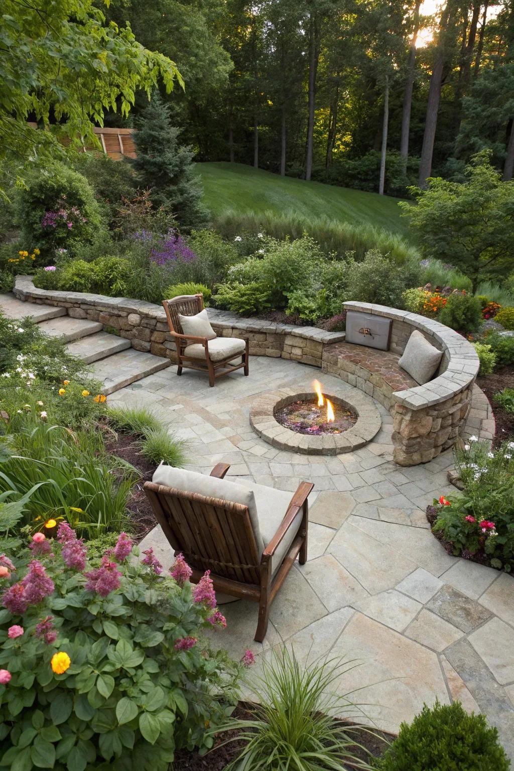 Seamless landscaping connects your fire pit setting with the natural world.