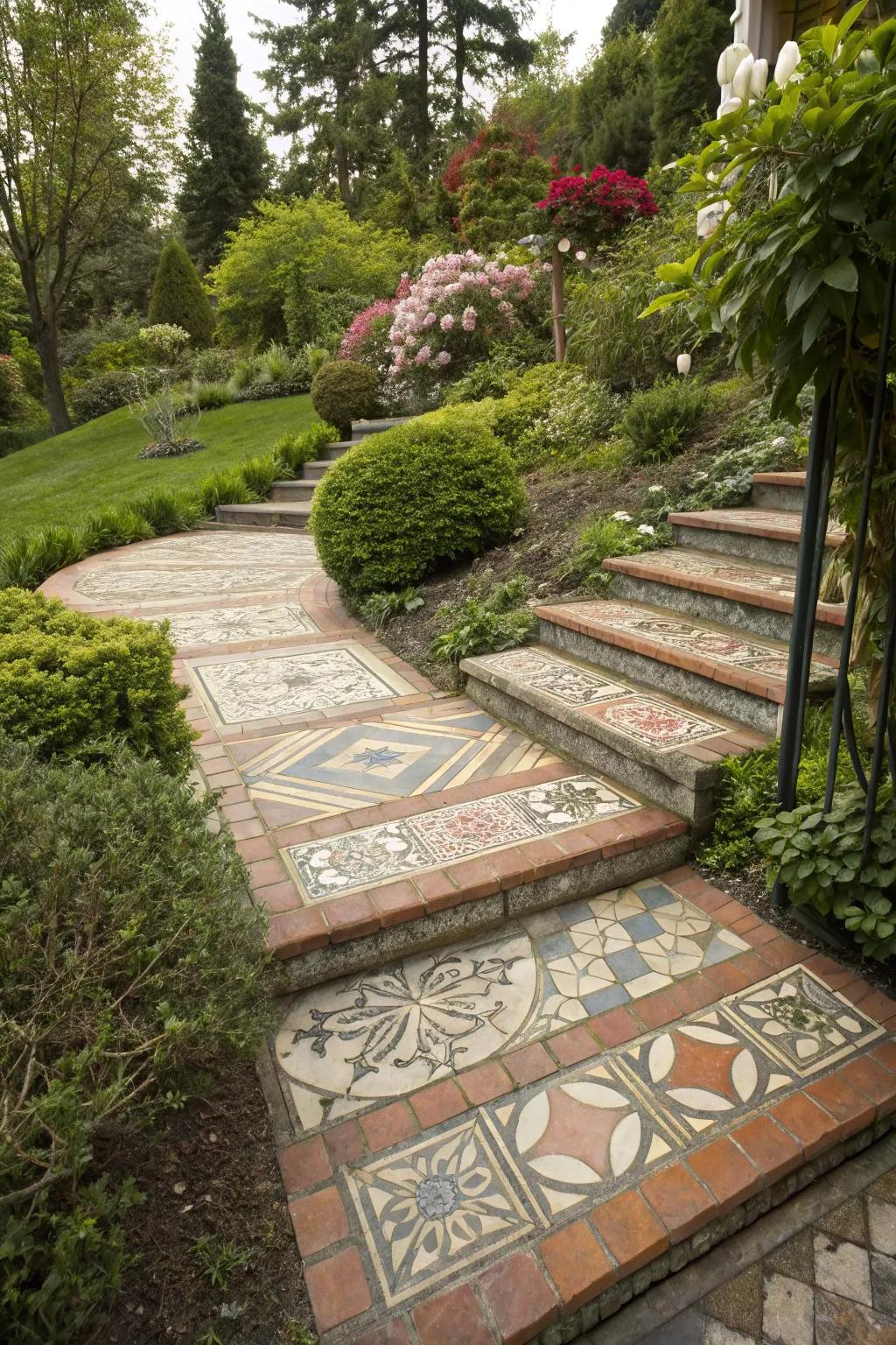 Paver patterns introduce artistic flair to your steps.